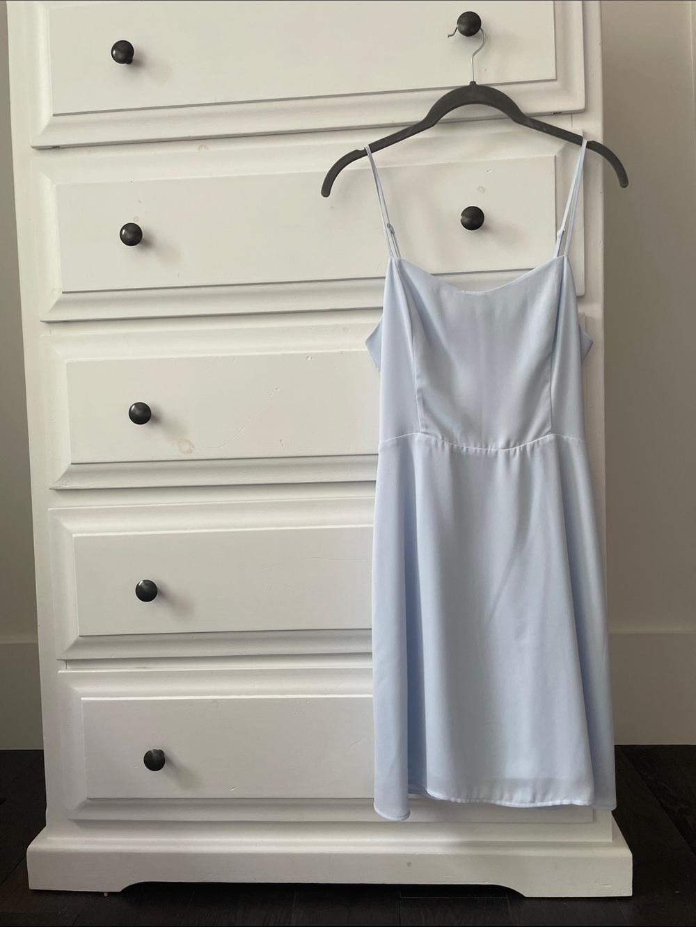 Aritzia Sunday Best Mini Spaghetti-Strap Dress in Light Blue